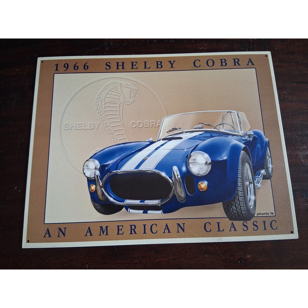 Shelby Cobra Metal Tin Sign 1966 American Classic 16x12 Blue Garage Decor 1998